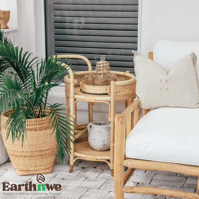 Rattan bar cart with round design