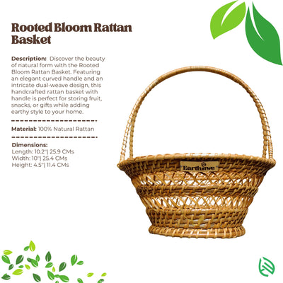 Woven rattan basket with Earthwise label on a white background