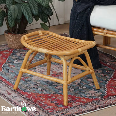 Cane stool with serene rattan weave design
