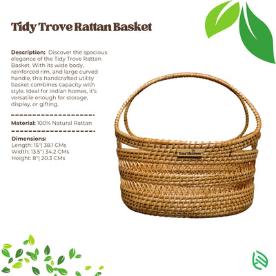 Product card showing Tidy Trove basket with size and material details