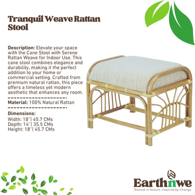 Cane stool with tranquil rattan design