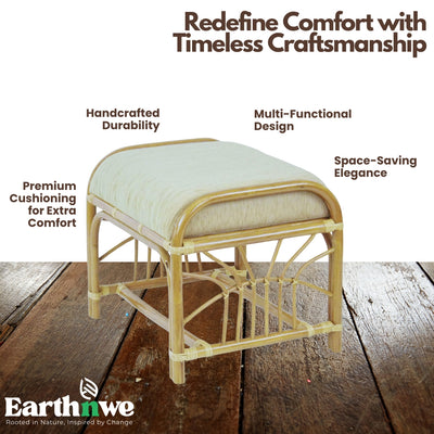 Cane stool with tranquil rattan design