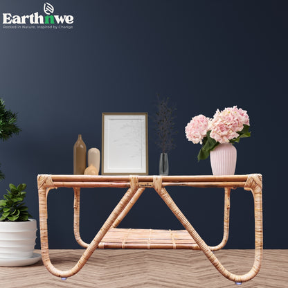 Center table with rattan shelf design