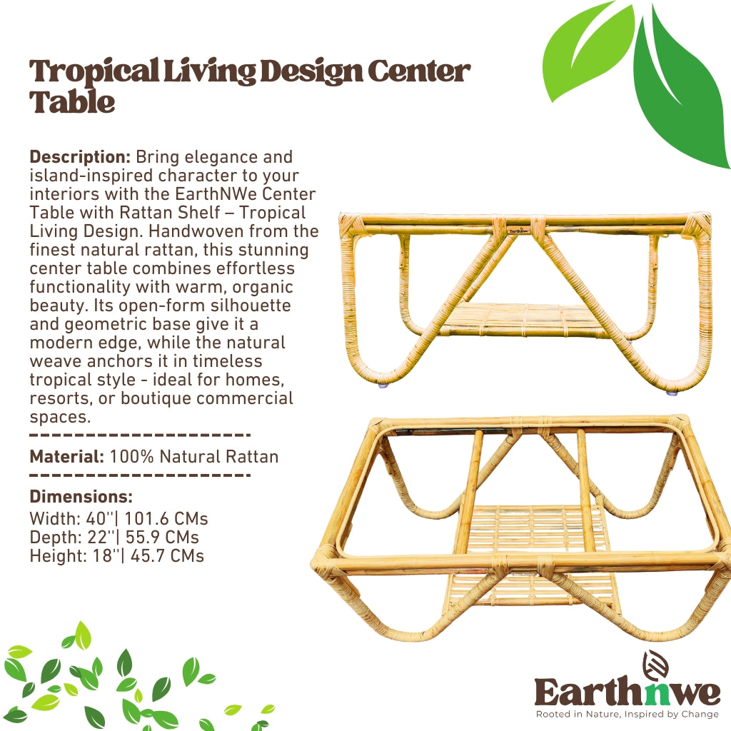 Center table with rattan shelf design