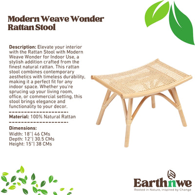 Rattan stool with modern weave design