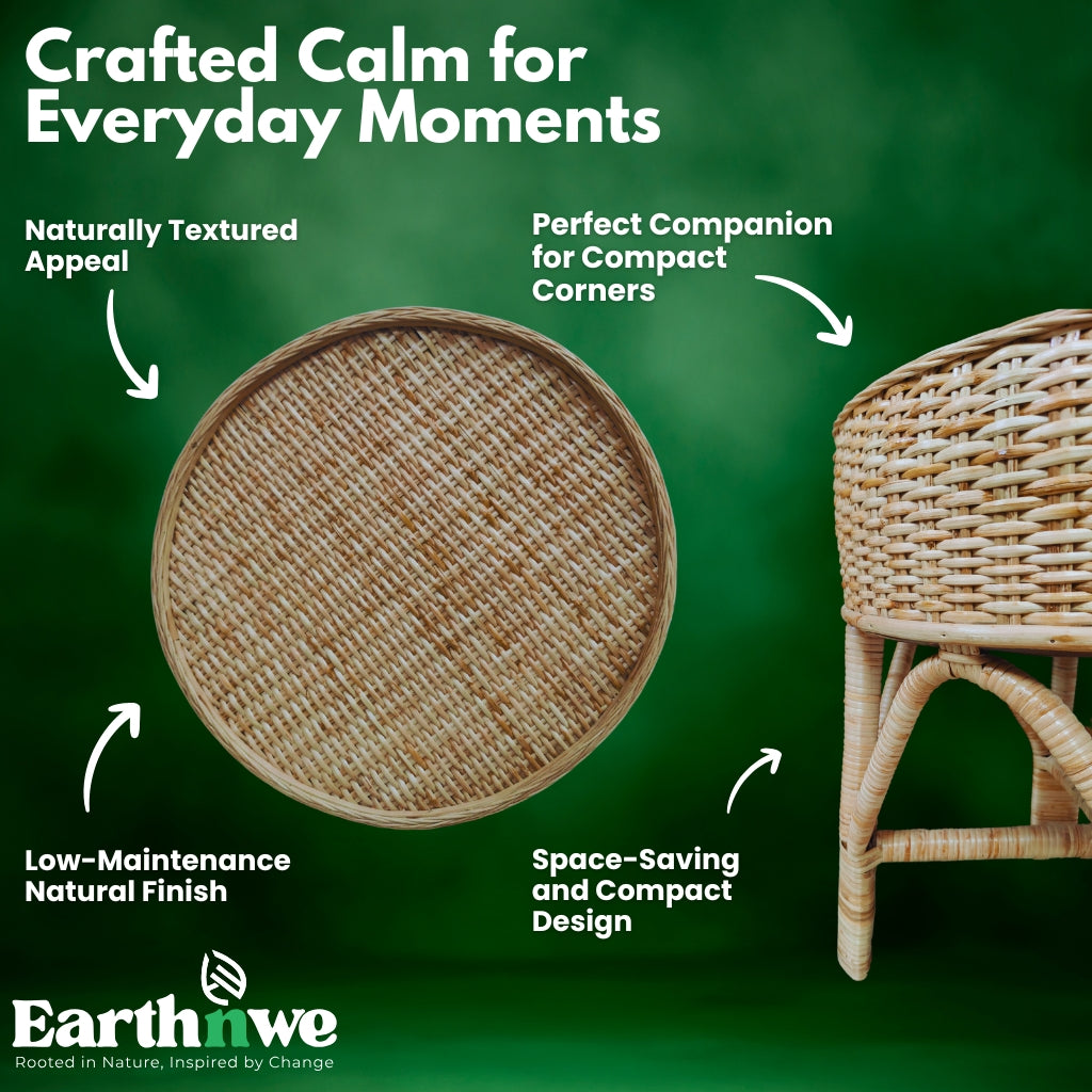 Handwoven rattan coffee table for indoors