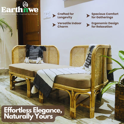 Three seater sofa with rattan design