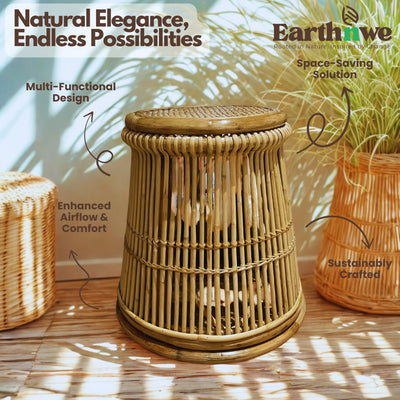 Cane stool with cylindrical design for seating