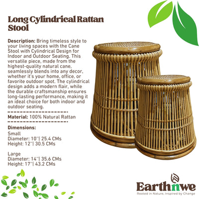 Cane stool with cylindrical design for seating