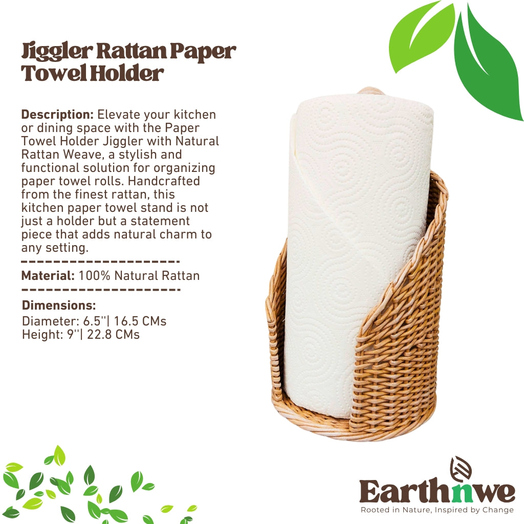 Handwoven natural rattan paper towel holder