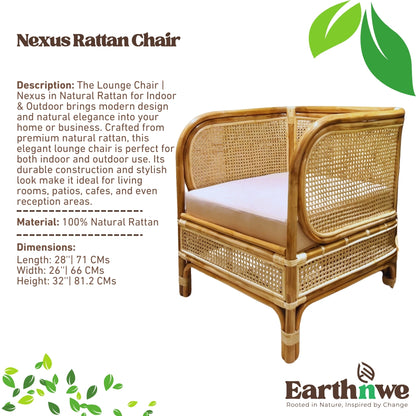 Natural rattan lounge chair for indoor use