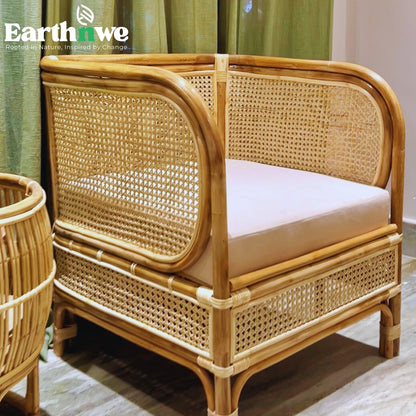 Natural rattan lounge chair for indoor use