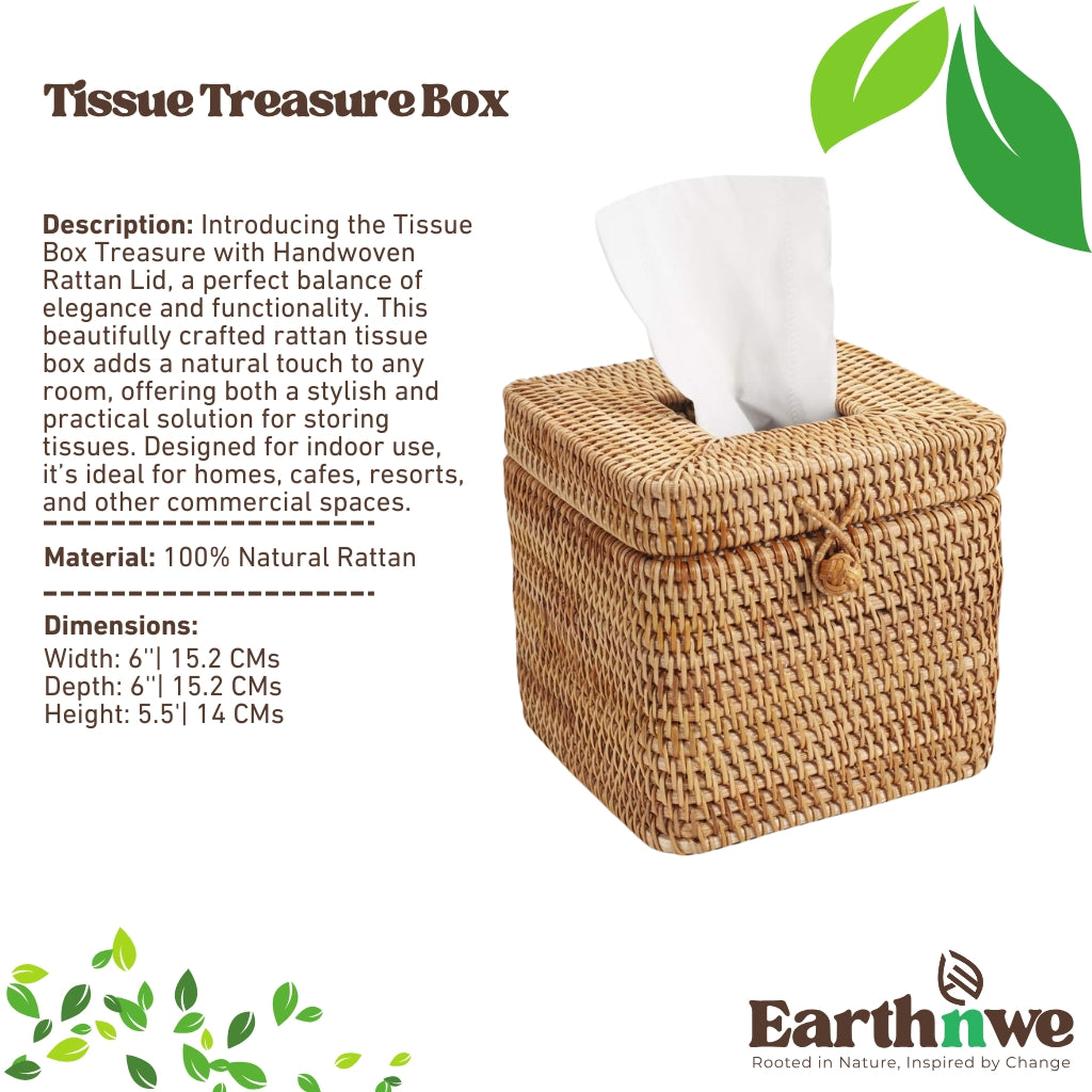 Handwoven rattan tissue box for home decor