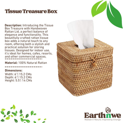 Handwoven rattan tissue box for home decor