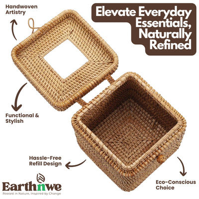 Handwoven rattan tissue box for home decor