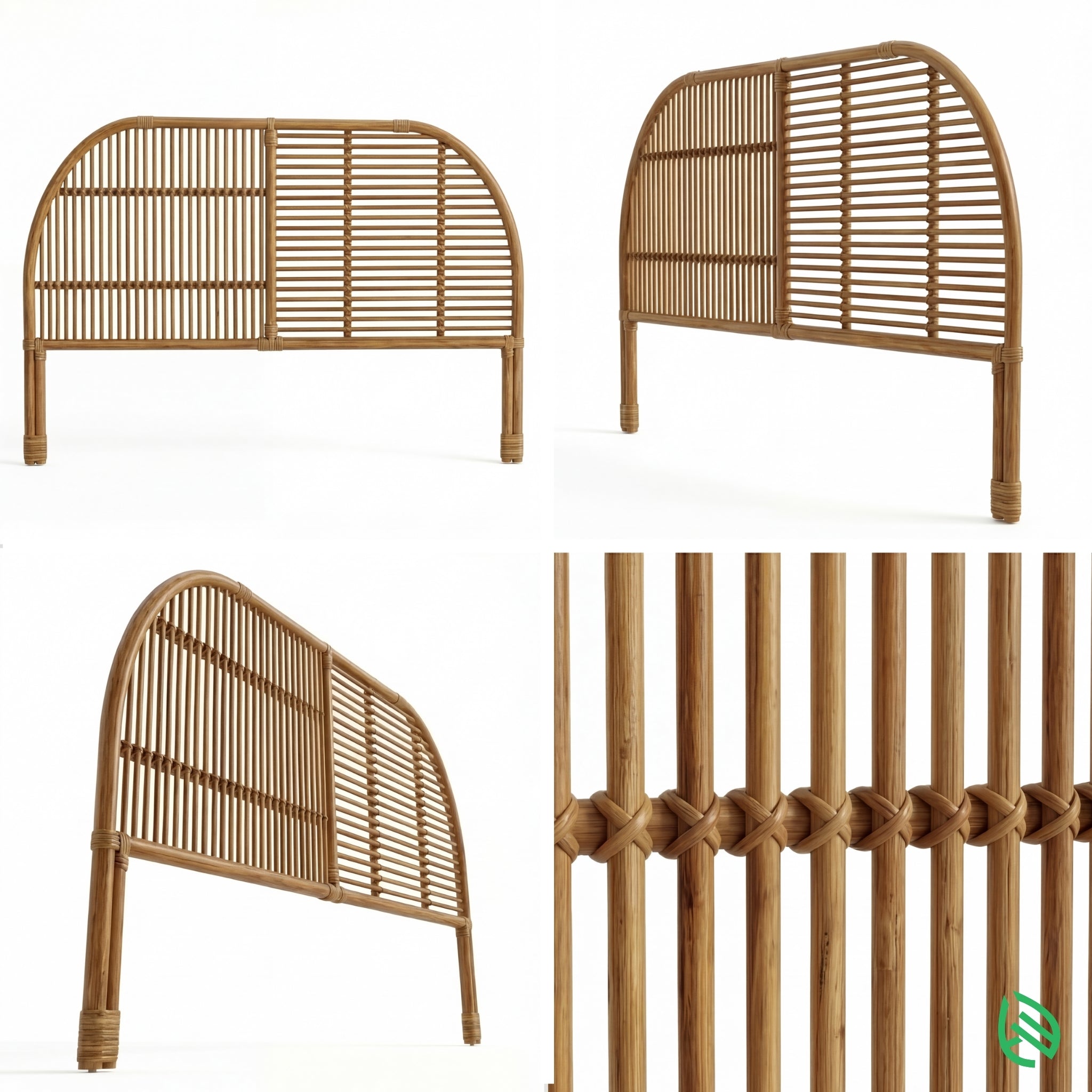 Set of eastnest rattan headboard views on a white background
