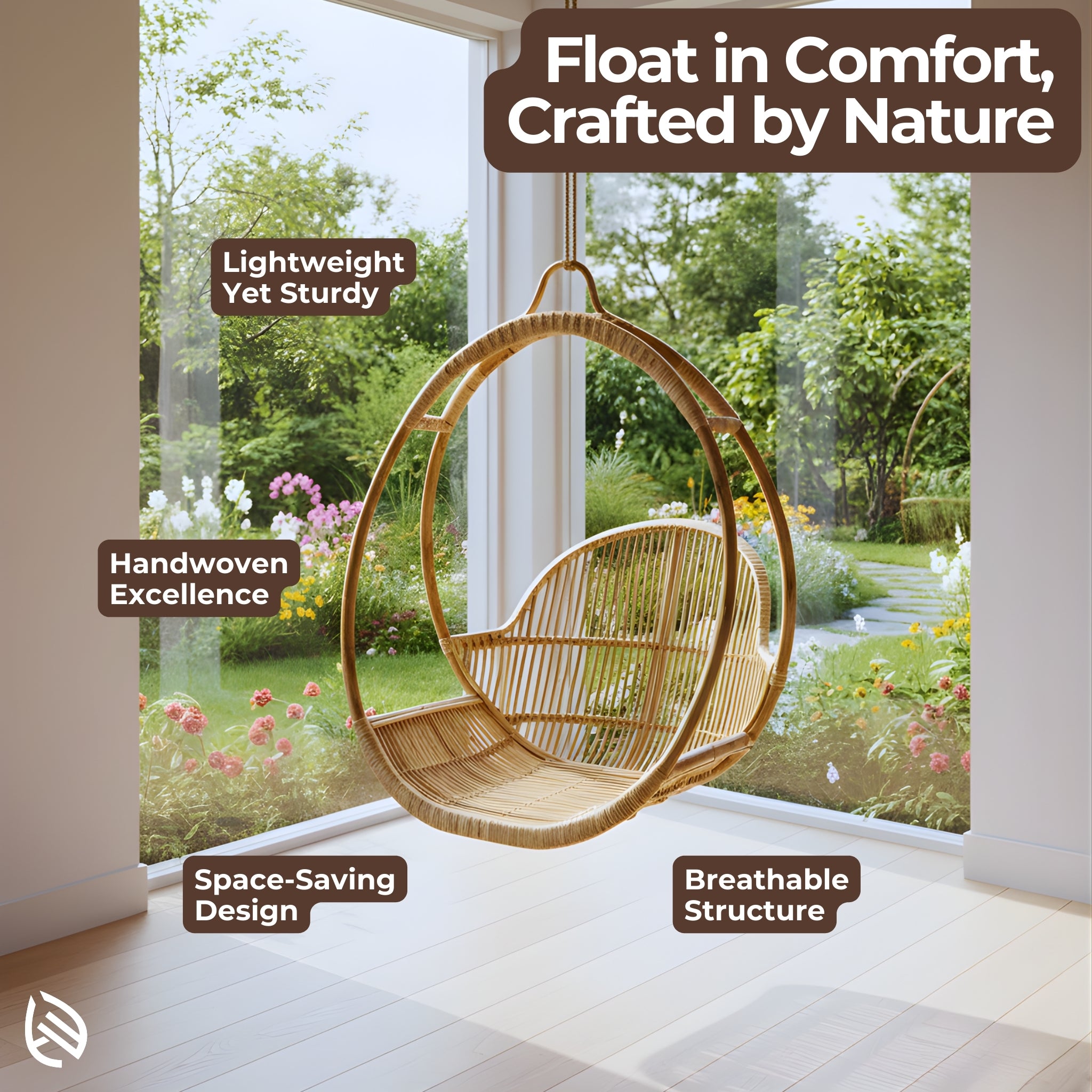 Swing Chair | Hanging Haven Rattan Seat for Indoor & Outdoor