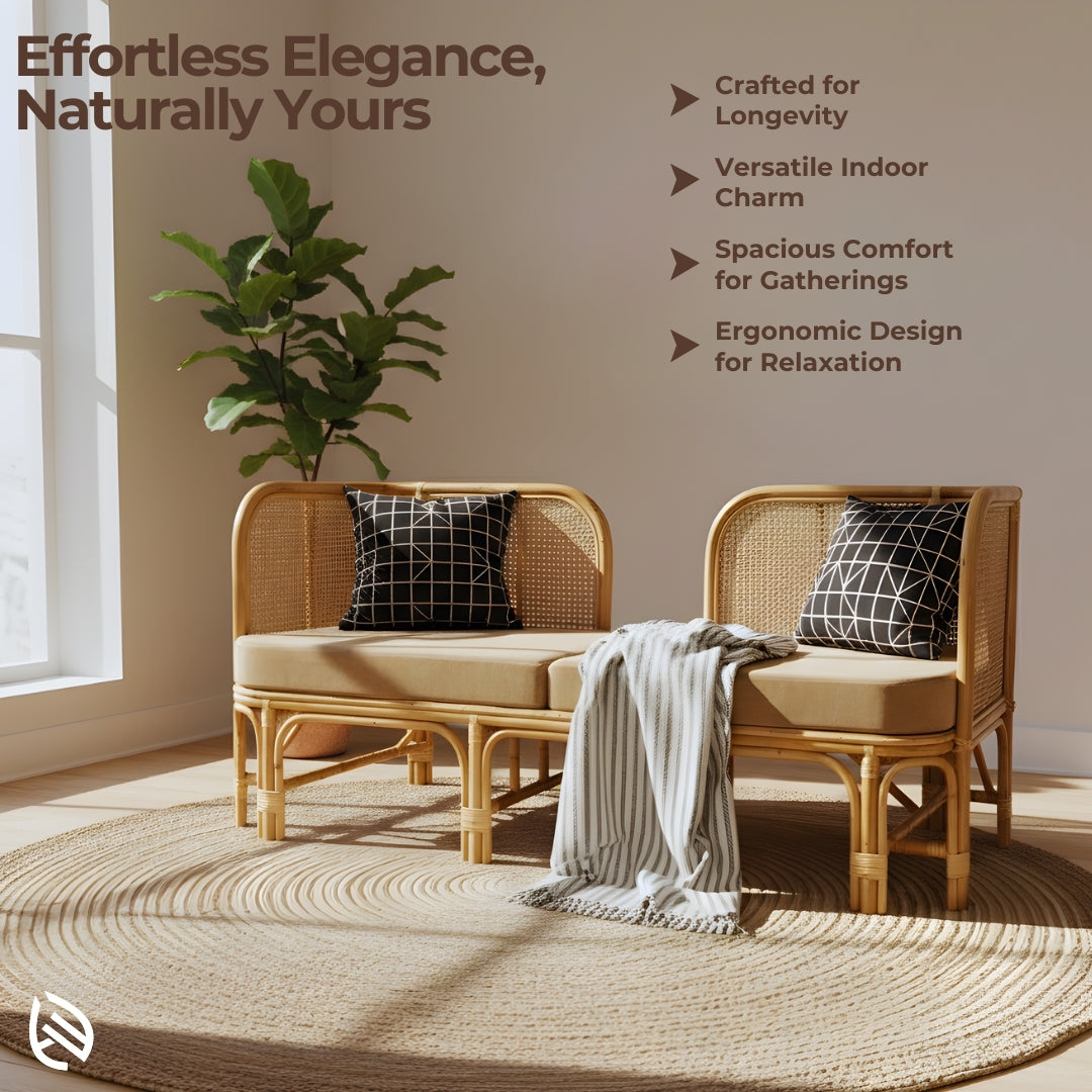 Three Seater Sofa with Whimsy Rattan Design