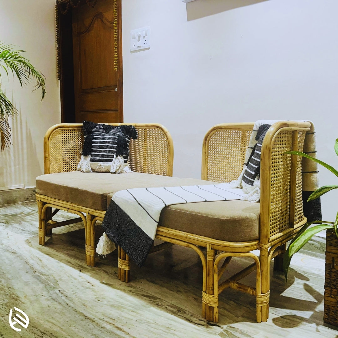 Three Seater Sofa with Whimsy Rattan Design