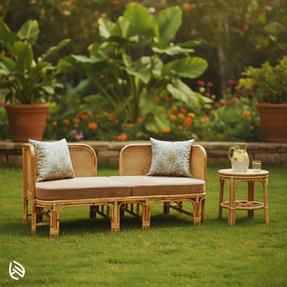 Three Seater Sofa with Whimsy Rattan Design