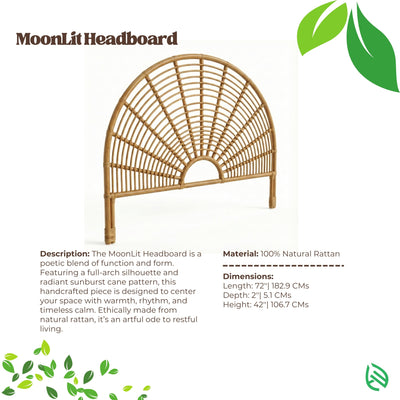 MoonLit Headboard with product details on a white background