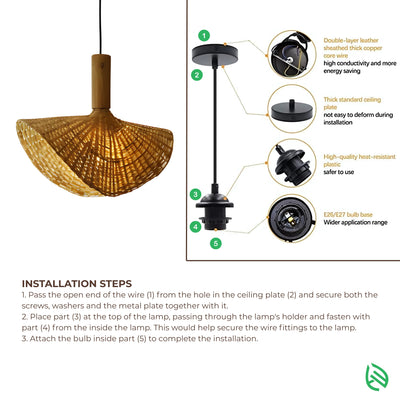 Installation overview with ceiling plate, cord set and E27 holder