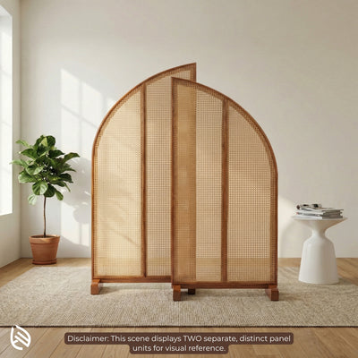 Rattan Room Divider Raindrop Reflections with Folding Panels