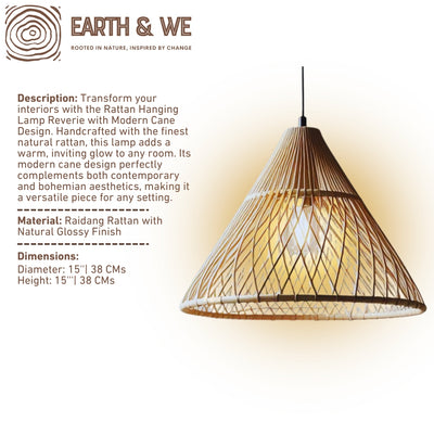 Handcrafted rattan hanging lamp with cane design