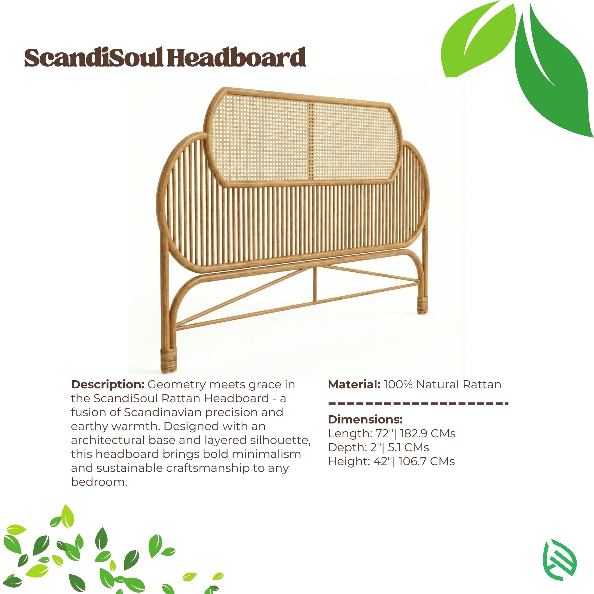 ScandiSoul headboard with rattan design on a white background