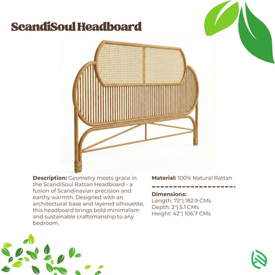 ScandiSoul headboard with rattan design on a white background