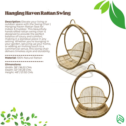 Swing Chair | Hanging Haven Rattan Seat for Indoor & Outdoor