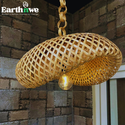 Spiral bamboo hanging lamp for indoor decor