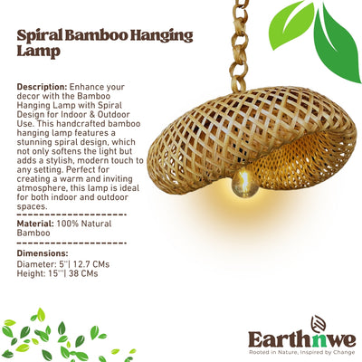 Spiral bamboo hanging lamp for indoor decor