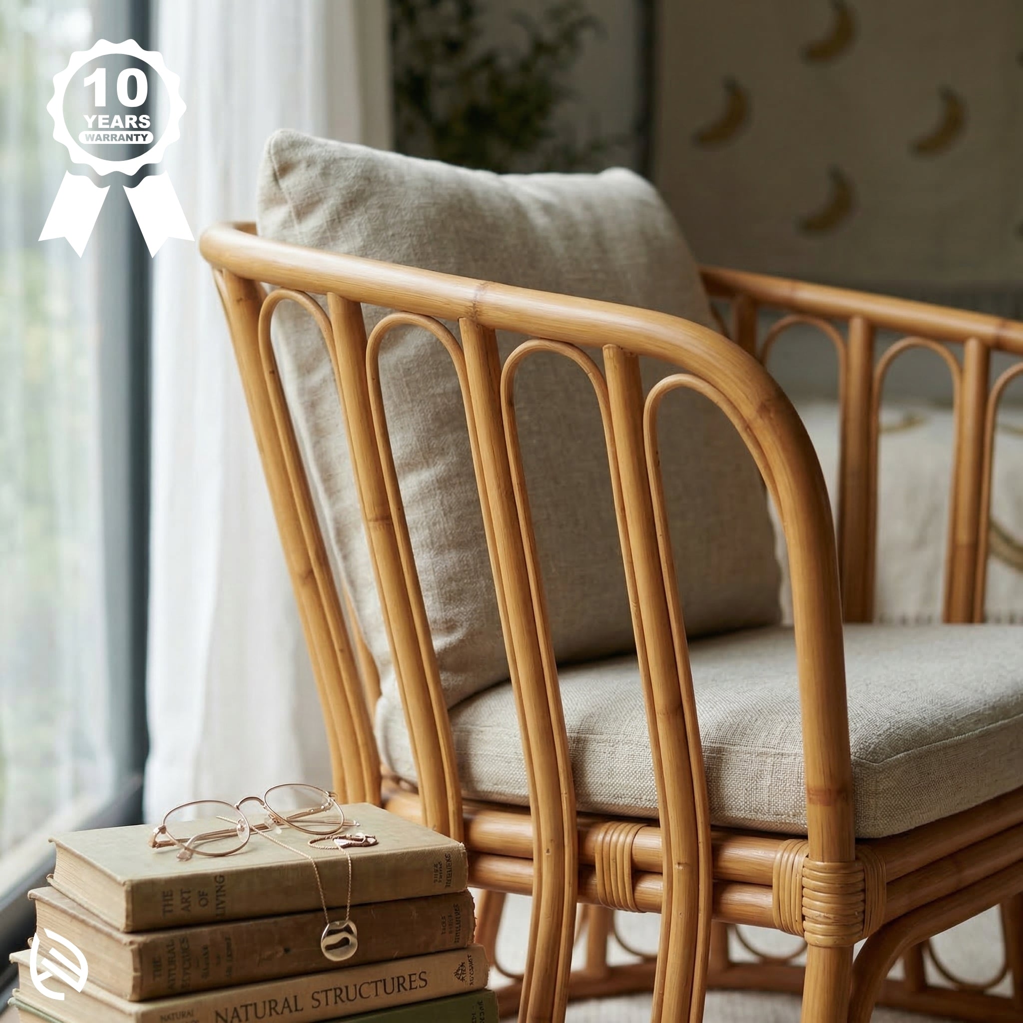 Sundae Seater Rattan Café Chair - Curved Cane Charm by EarthNWe