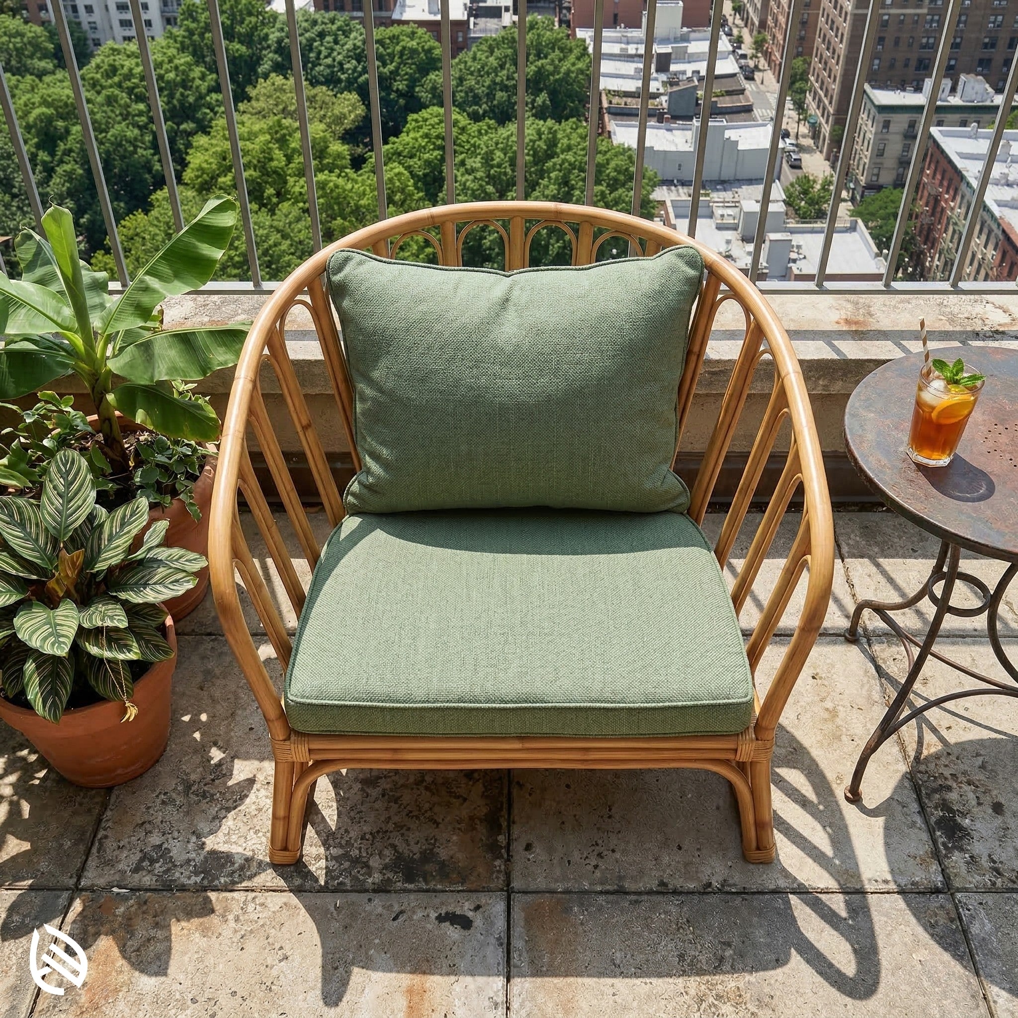 Sundae Seater Rattan Café Chair - Curved Cane Charm by EarthNWe