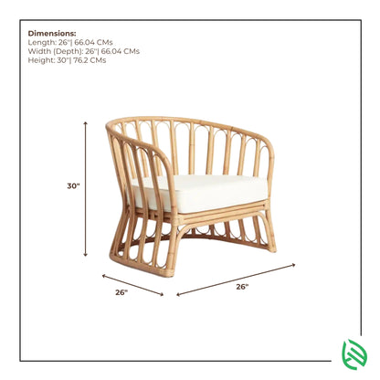 Dimensions graphic of Sundae Seater rattan chair 26x26x30 inches