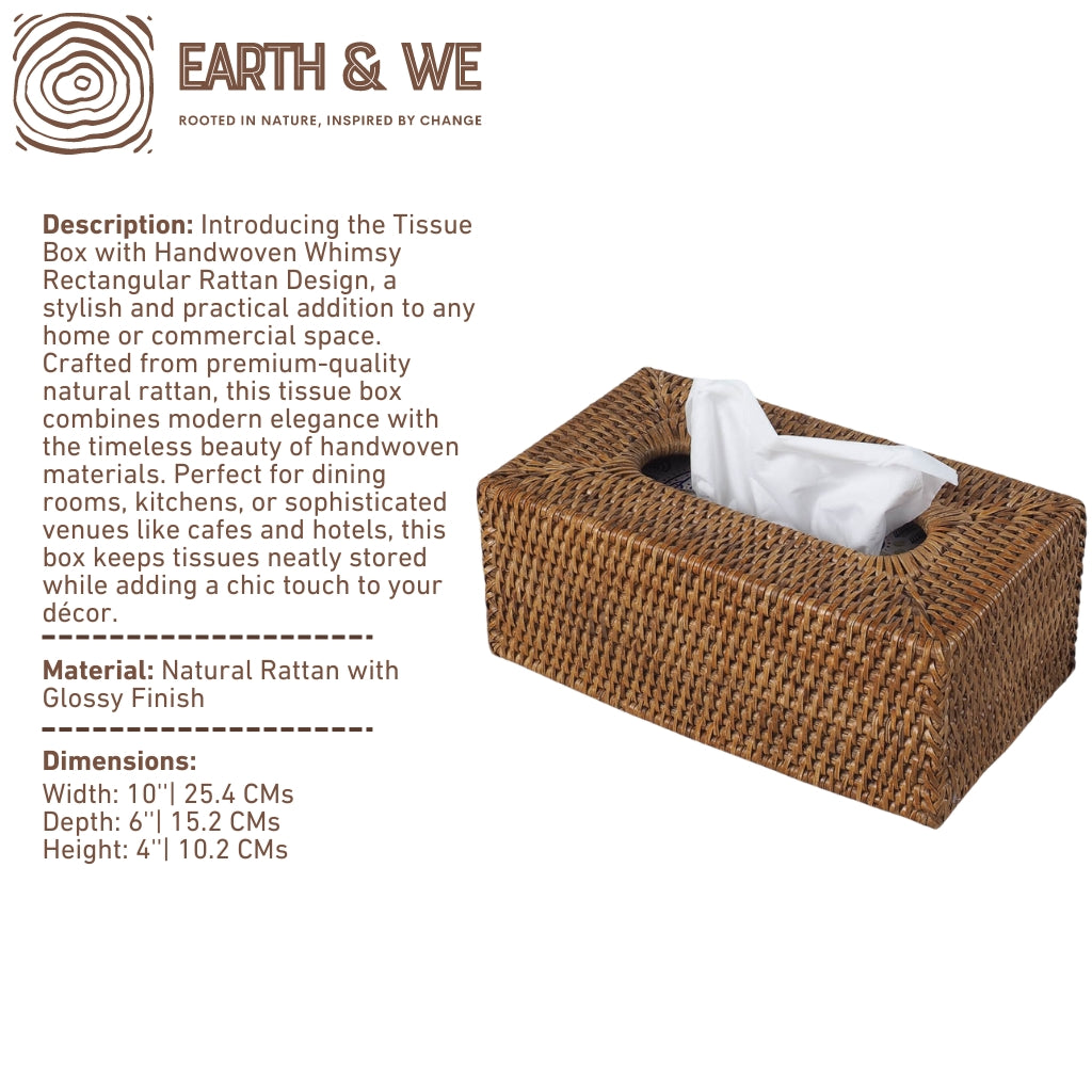 Handwoven rectangular rattan tissue box design