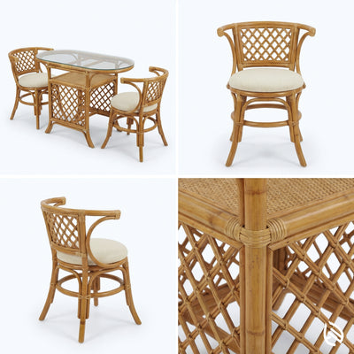 Wicker furniture set with chairs and a table on a white background