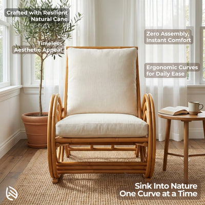 Wicker Whisper Rattan Arm Chair - Natural Cane Comfort by EarthNWe